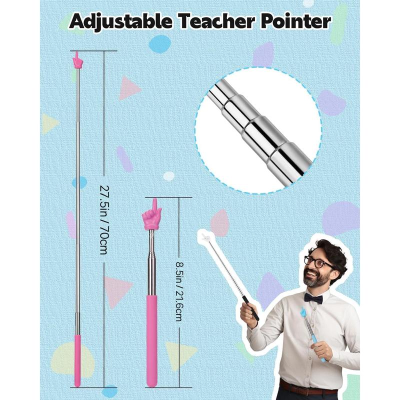 Extendable Finger Pointer Stick, School Collapsible Telescoping Long Hand Pointing Stick, Classroom  Have Supplies Essentials, Black