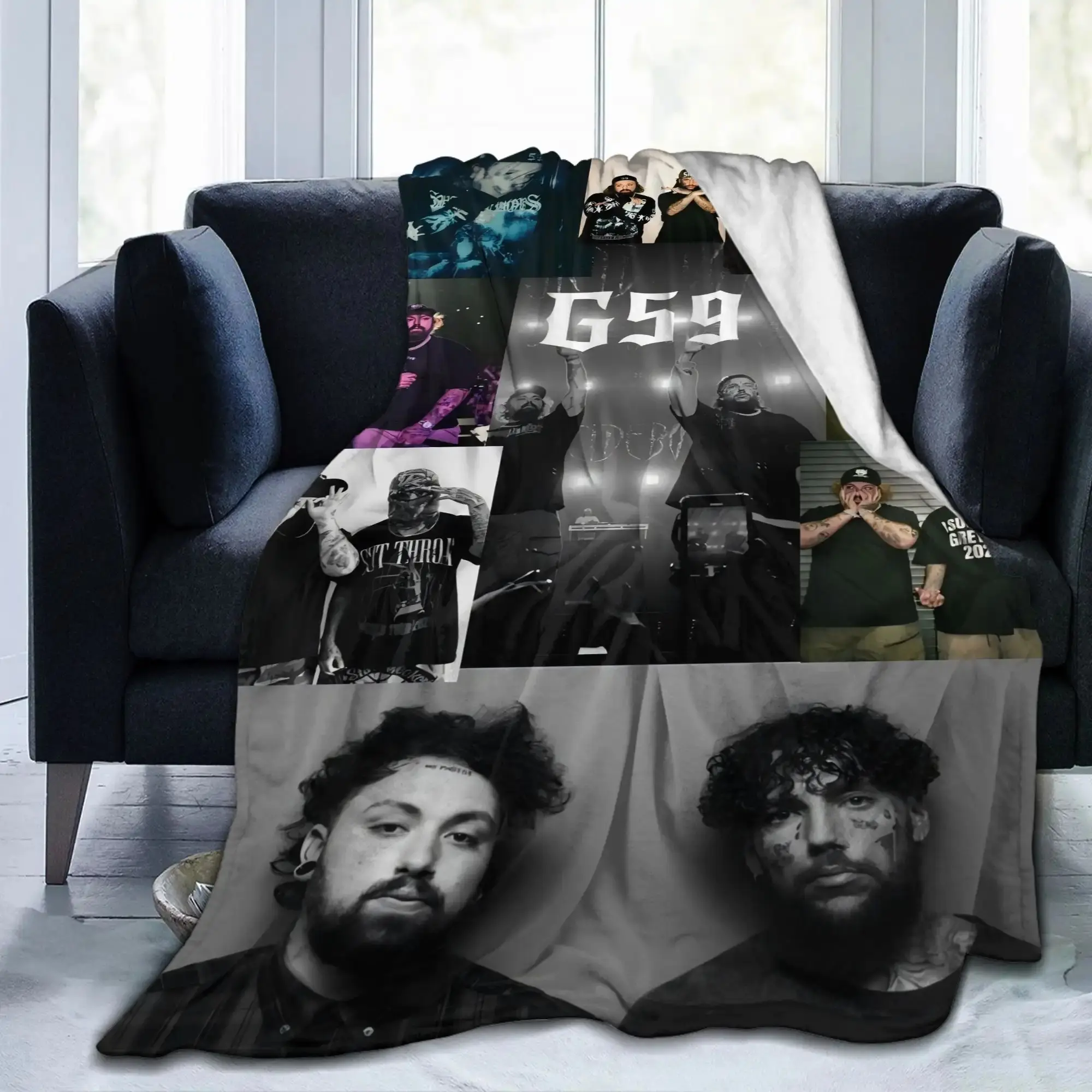 The worldG59 Theme Pattern Collage Inspired Flannel Blanket - Warm and Comfortable, Ideal for Living Rooms, Offices, and Sofas, Suitable for All Seasons