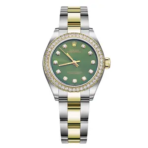 Rolex Oyster Perpetual 31mm Stainless Steel & 18k Yellow Gold Aftermarket Green Diamond Dial & Bezel WHP040146