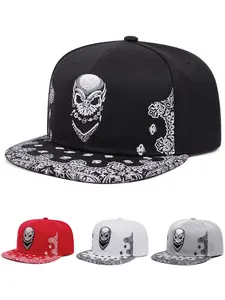 2025 Personalized Cool New Flat brimmed Hat Paisley Pattern Skeleton Embroidery Skateboarding Hat Outdoor Cycling Sports Mountain Climbing Sunshade Hat Daily Life Leisure Commuting Decoration Baseball Hat Street Pop Hip Hop Hat Adjustable Hat Unisex