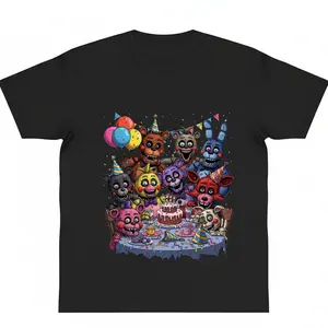 FNAF Chaotic And Ironic Birthday Party Shirt Arcade Game Shirt Five Nights at Freddy's Freddy Fazbear Horror Game Tee y2k cotton fashion Streetwear Casual Gift