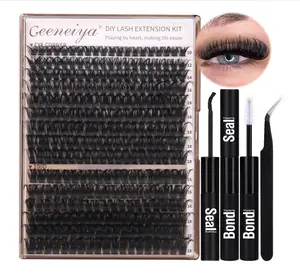 Geeneiya Volume Lash Clusters Kit DIY Lash Extension Kit D Eyelash Extensions