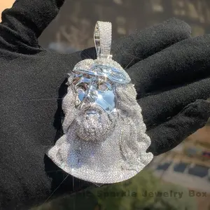 Big Size Jesus Head Pendant Gold Silver Color Men Women HipHop Necklace Iced Out Zircon Fashion Rock Rapper Jewelry