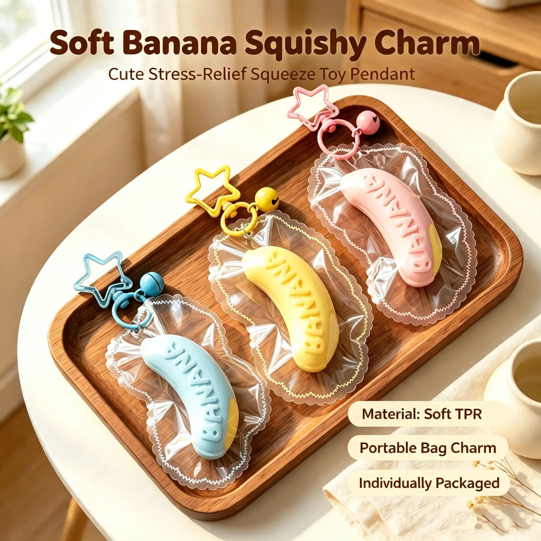 Colorful Banana Handmade Fidget Trinket, Creative Slow‑Rebound Squeeze Toy With Keychain Charm, Ideal Halloween & Christmas Party Favor, Perfect Birthday & Holiday Surprise Gift