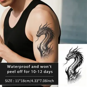 Chinese Style Arm Dragon Temporary Tattoo Sticker, Waterproof Long-Lasting 7-15 Days, Semi-Permanent Herbal Tattoo, Unisex Fake Tattoo for Arms, Legs, Back