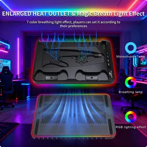 Charging Base Cooling Bracket Compatible With Console, Vertical Stand Cooling Fan, Multi-functional Cooling & Charging Station for All Model Universal Gaming Pad