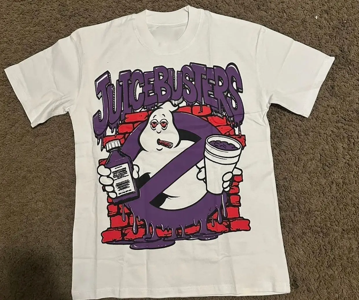 Vtg Ghostbusters Juice Busters white cotton t-shirt Adult SC414 FREE SHIPPING 4