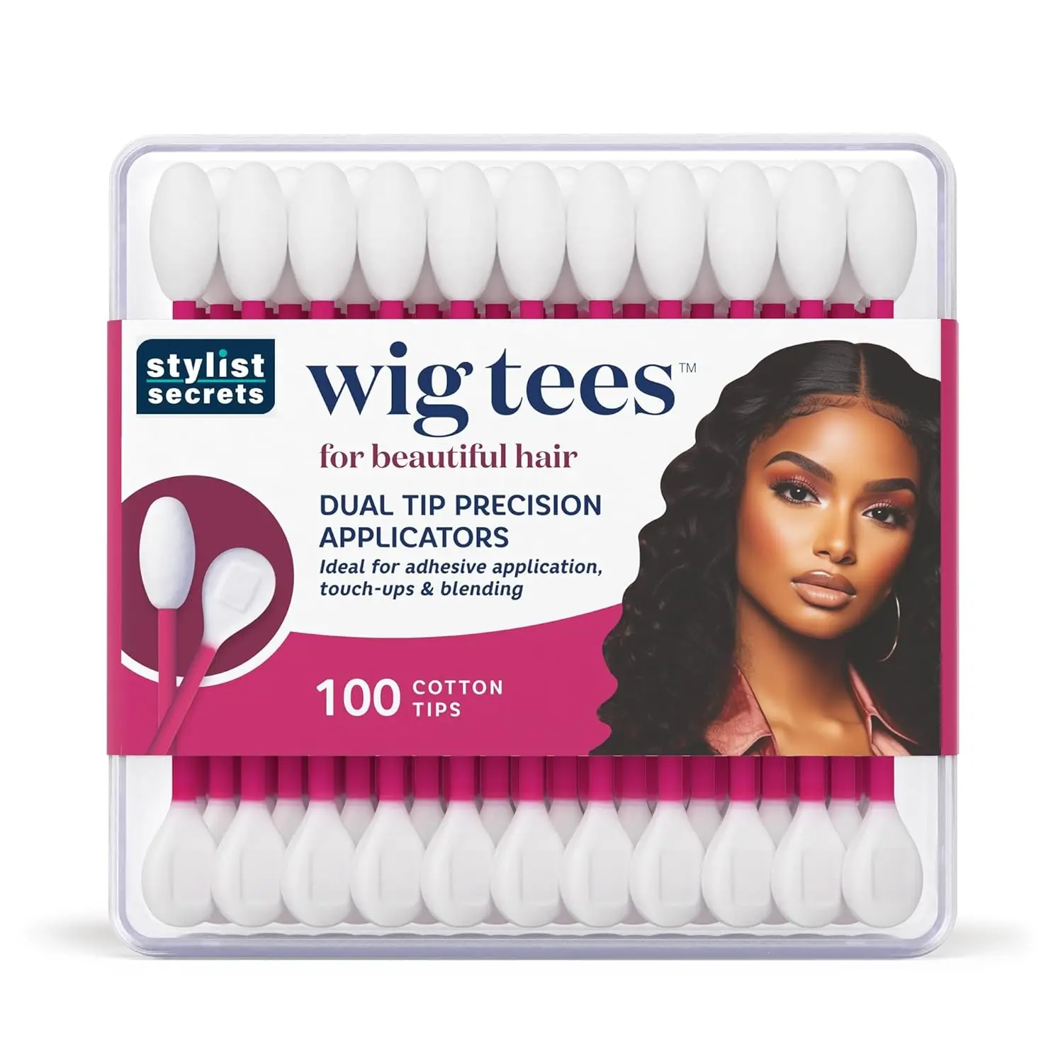 Classic Wig Tees - Dual Tip Precision Applicators - Rounded Swabs - for Adhesive Application, Touch-Ups & Blending - Multifunctional for Your Beauty Needs - 100 Cotton Tips