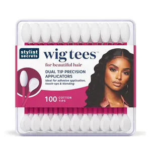 Classic Wig Tees - Dual Tip Precision Applicators - Rounded Swabs - for Adhesive Application, Touch-Ups & Blending - Multifunctional for Your Beauty Needs - 100 Cotton Tips