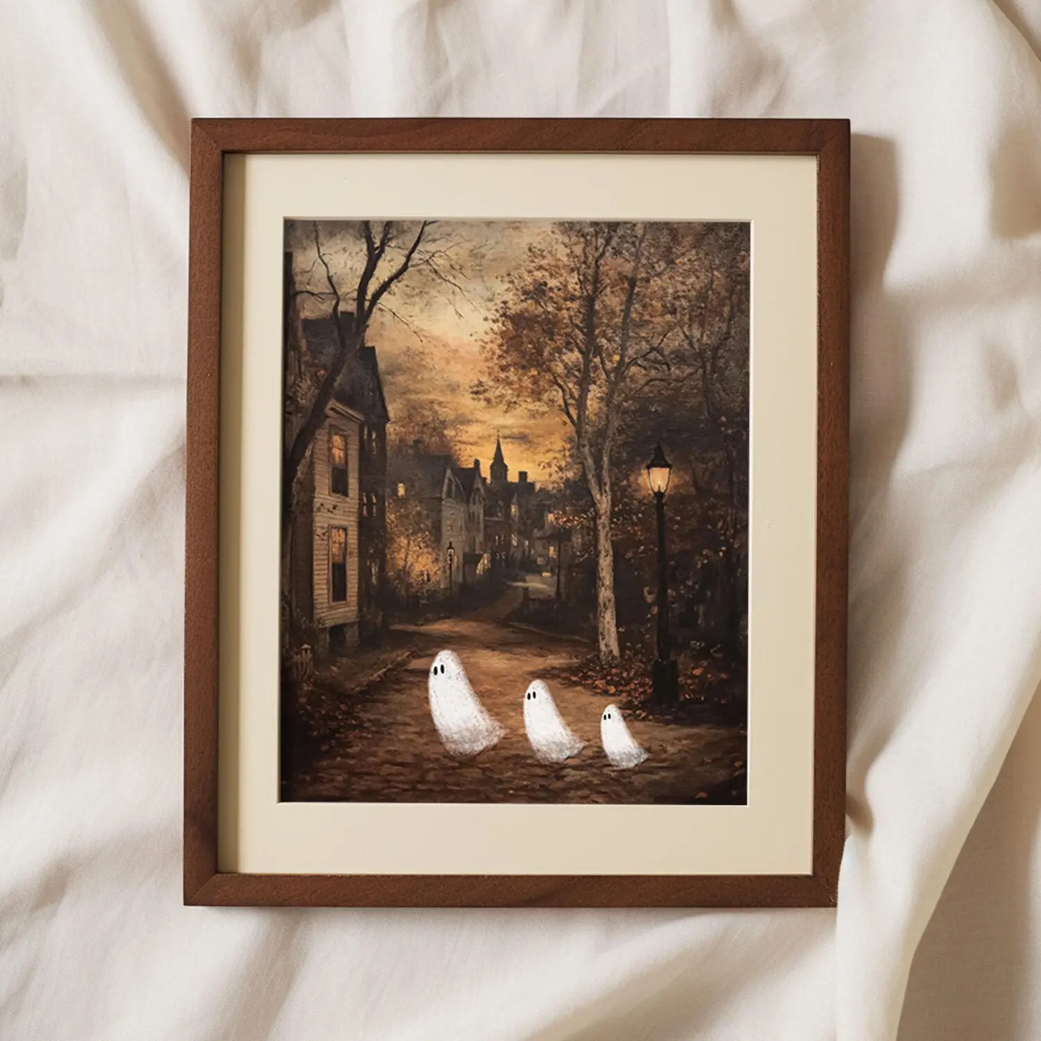 Little Ghosts in Salem Massachusetts Halloween Print Vintage Halloween Wall Art | Cottage Fall Décor