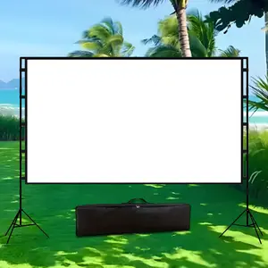 84 Inch Projection Screen, Dual Triangle Support Stable Design, Windproof with Free Wind Rope & Ground Anchors, Outdoor Projector Screen, Ideal for Office Home Cinema