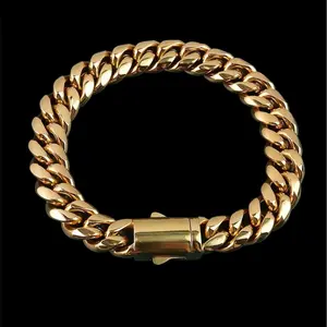 Gold Plated Stainless Steel 8mm Cuban Link Bracelet for Men
