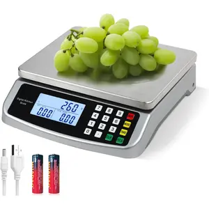 Food Scale 88lb/40kg Large Digital Kitchen Scale 0.05oz/1g with Price Computing Commercial Scale 304 Stainless Steel gram Scale for Baking Cooking Meat Restaurant ,USB or AA Battery(Included)