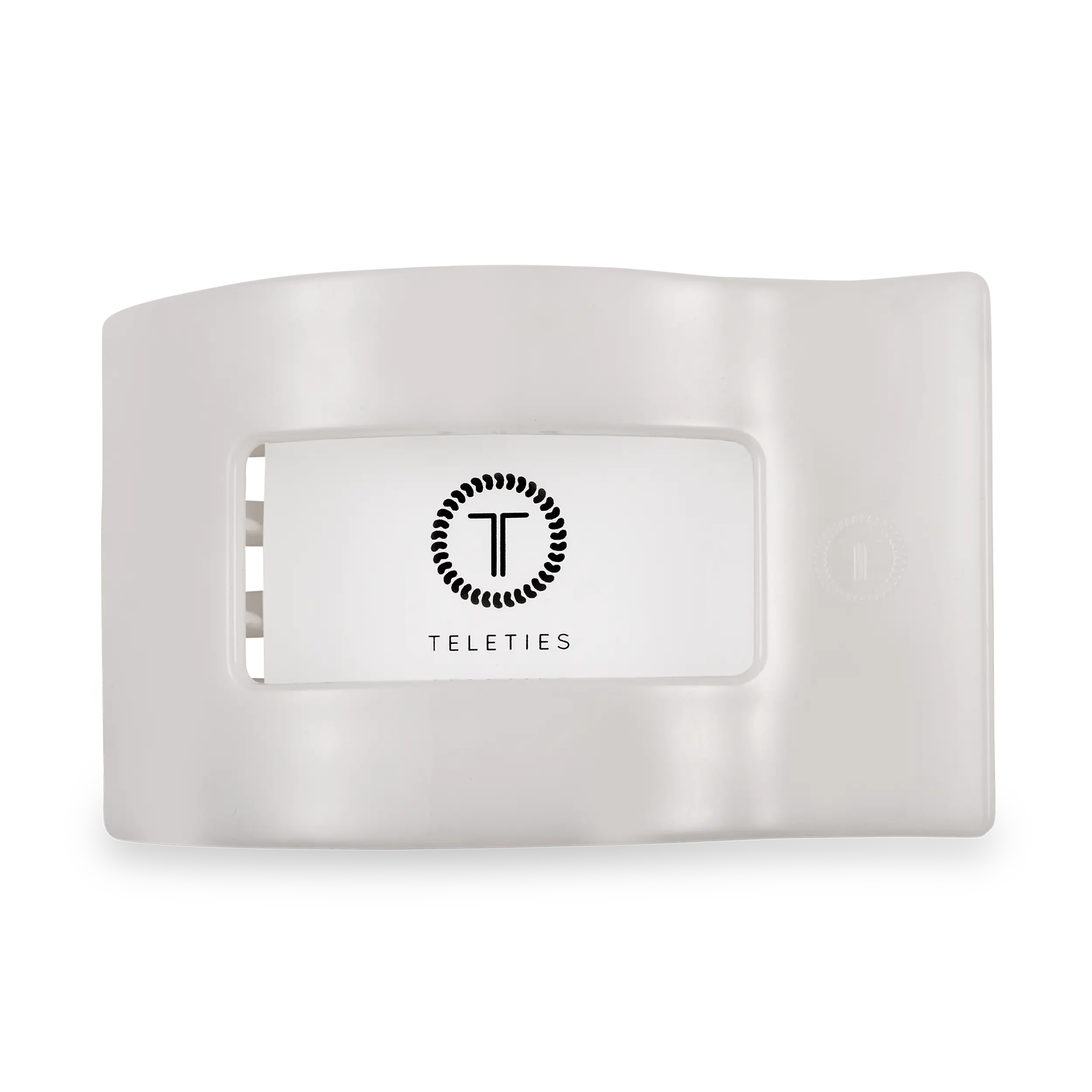 TELETIES - Coconut White Large Flat Rectangle Hair Clip - Lay Flat, Strong Grip, Nearly Unbreakable