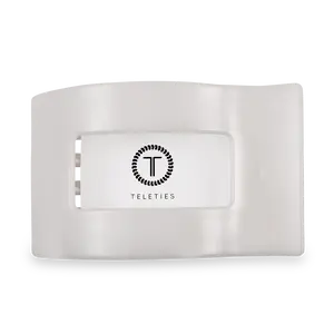 TELETIES - Coconut White Large Flat Rectangle Hair Clip - Lay Flat, Strong Grip, Nearly Unbreakable