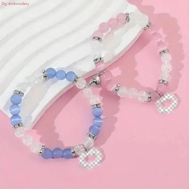 Pair Cute Anime Cat Beaded Bracelets | Unisex Matching Bracelet for Couples Best Friends Soulmate | Christmas Birthday Anniversary Gift for Girls Kids Women Daily Wear, Matching Sets, Women's Matching Sets, Gift Ready