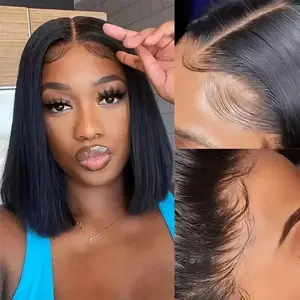 Bye Bye Glueless Lace Front Wig - No Knots, Pre Plucked & Bleached, Natural Look, Elastic Drawstring Closure, Ready-to-Wear Bob Cut for Women, Everyday & Special Events, Short Bob Wig, Event Hairpiece, Sleek Hairstyle, Secure Fit Hairpiece, Busy Professio