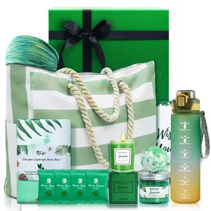 Self Care Gifts for Women - Spa Gift Baskets for Women with Large Canvas Bag, Water Bottle & Relaxation Essentials, Inspirational Sports Gift Basket for Her Wife Mom Sister (Birthday Gifts)