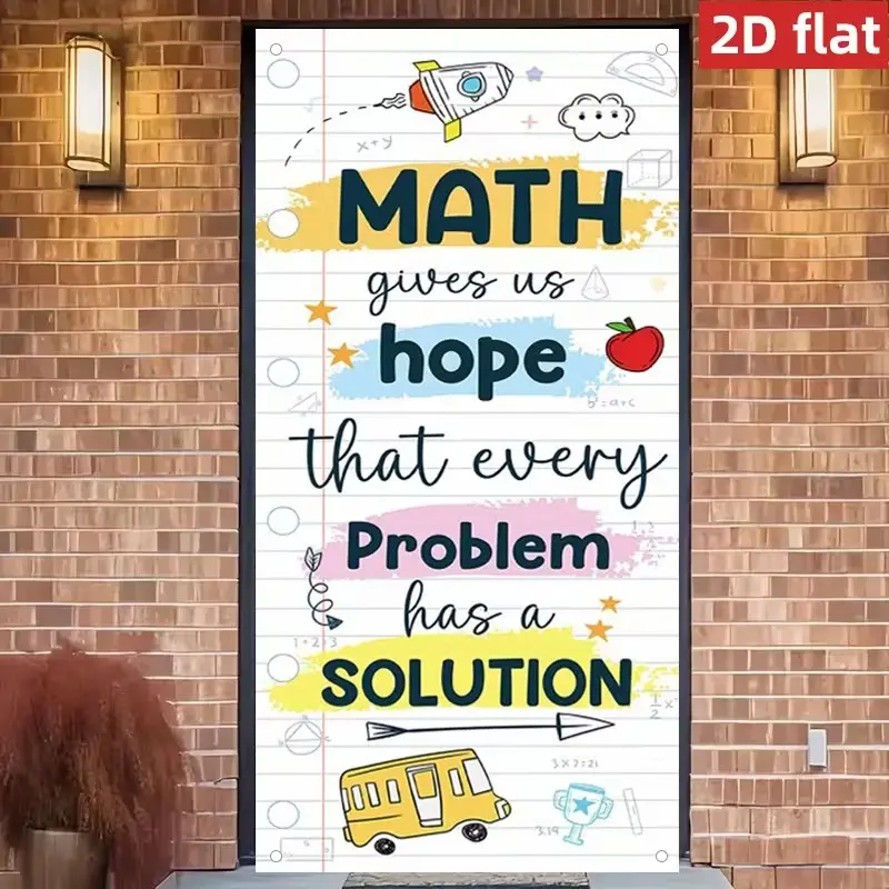 2D flat banner - Mathematics-themed front door sign, classroom welcome ...