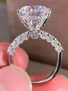 Elegant Rhinestone Decorated Copper Ring, Fashion Accessories for Women, Bridal Rings, Wedding Engagement Bridal Jewelry Gift