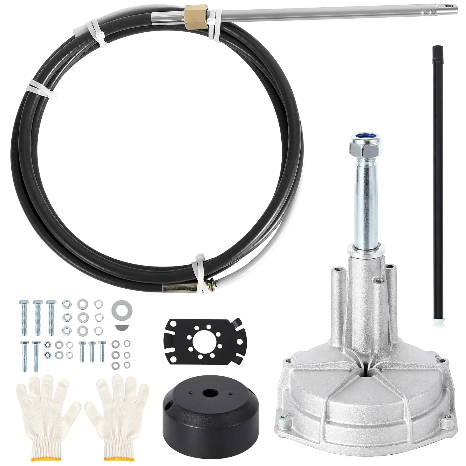GARVEE Outboard Steering System, 14 Feet Cable Outboard Steering Kit 3/4" Standard Tapered Shaft  for Yachts, Fishing Boats and Waterborne Vehicles - No Steering Wheel