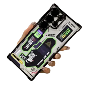 Mobile phone case with mysterious mechanical mecha graffiti design suitable for Galaxy S25 S24 S23 S22 S21 FE Ultra Plus 4G 43G, anti-fall transparent soft back cover Smartphone Cellphone Casing Protection, Accessories, Protector, Protective, Shockproof,,