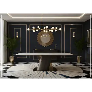 Klaussner Savona Dining Table With Beige Marble Finish