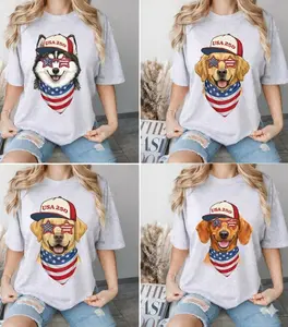 USA 250 Patriot Dog Tshirt Sport Grey & Sand - (25 Dog) Custom Patriotic Puppy for Dog Lovers
