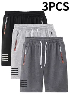 Men's Quick-Dry Gym Shorts, Drawstring Waist, Zipper Pocket, Reflective Strip, Breathable Casual Fitness Running Summer Shorts