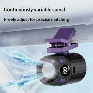 2026 model built-in car air conditioning fan with LED display - 360° rotation, adjustable speed, personal cooling fan, supports USB charging, equipped with wide-range cooling clips