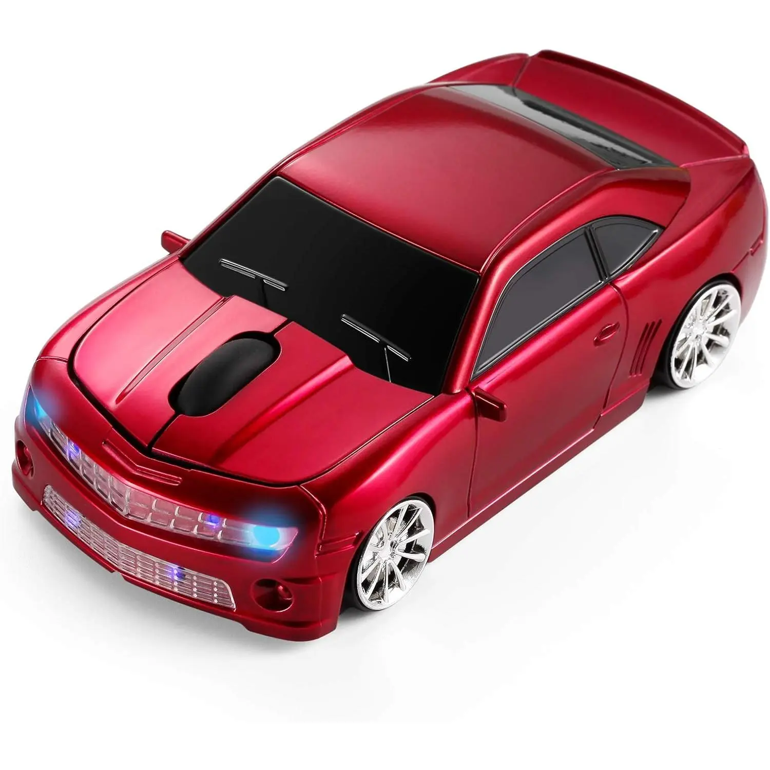 Compact Unisex Esports Gaming Mouse - Sporty Wireless PC Gaming Accessory with 1600 DPI, LED Headlights, Updated Design for Gamers, Personal Computers, Mac (Red)