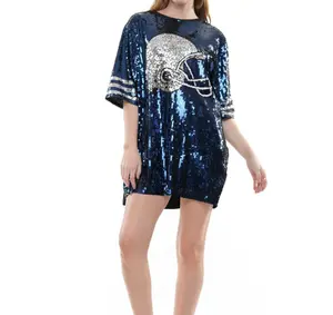 Sequin Game Day dress with football helmet