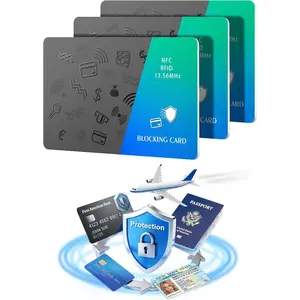 Protective RFID Blocking Card: 3-Pcs 99.9% Shielding (13.56mhz) Stops Contactless Payment  -  Card Protects Your  Cards in Wallet - Ultra Slim (0.29in,Teal & Glitter Gray)