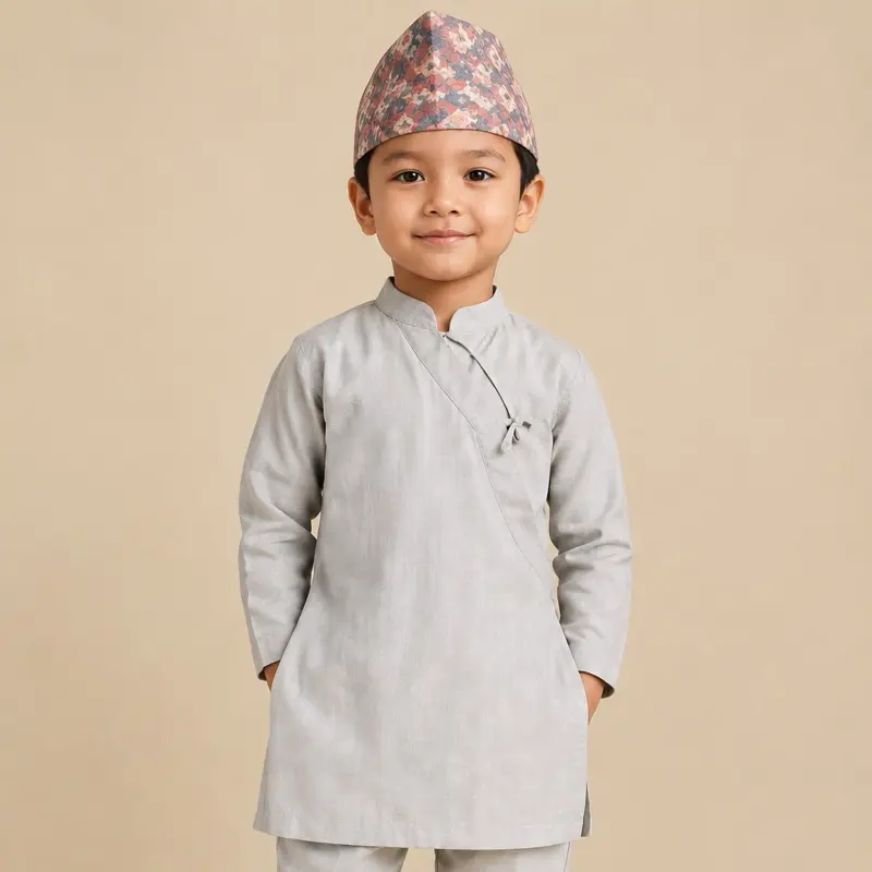 Nepali Daura Suruwal for Boys - Traditional Ethnic Clothing with Long Sleeves and Pants