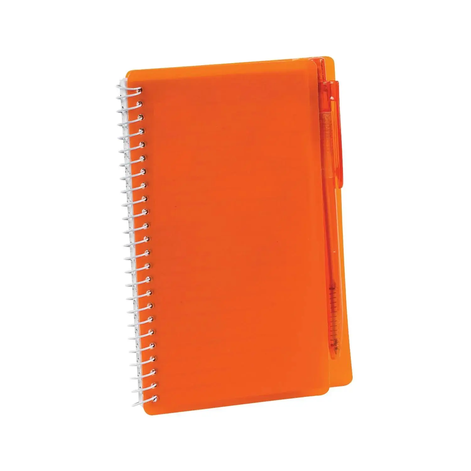 6" Orange Spiral Paper Notebooks with Black Ink Pens - 12 Pc.