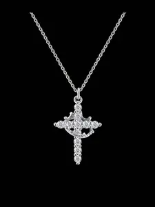 Mother's Day Gift for Mom, 14k Gold Plated Crown Cross Pendant Necklace, Simple Diamond Gold Chain, Faith Cross Jewelry, Classic Cross Pendant, First Communion Necklace