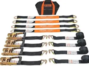 Heavy Duty Ratchet Straps (4PK), 1,1128 lb Break Strength 2" x 8' Ratchet Straps Tie Down with Double J Hook, (4) 2" x 38'' Axle Straps for Moving Motorcycle, Trailer & Trucks