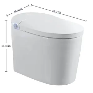 Bellemave  Tankless Smart Toilet With Bidet Built In, One-piece, Auto Flush, Auto Open/Close,Heated Seat, Bubble Wash,Warm Water and Dry, Adjustable Temp,Remote Control Side Know