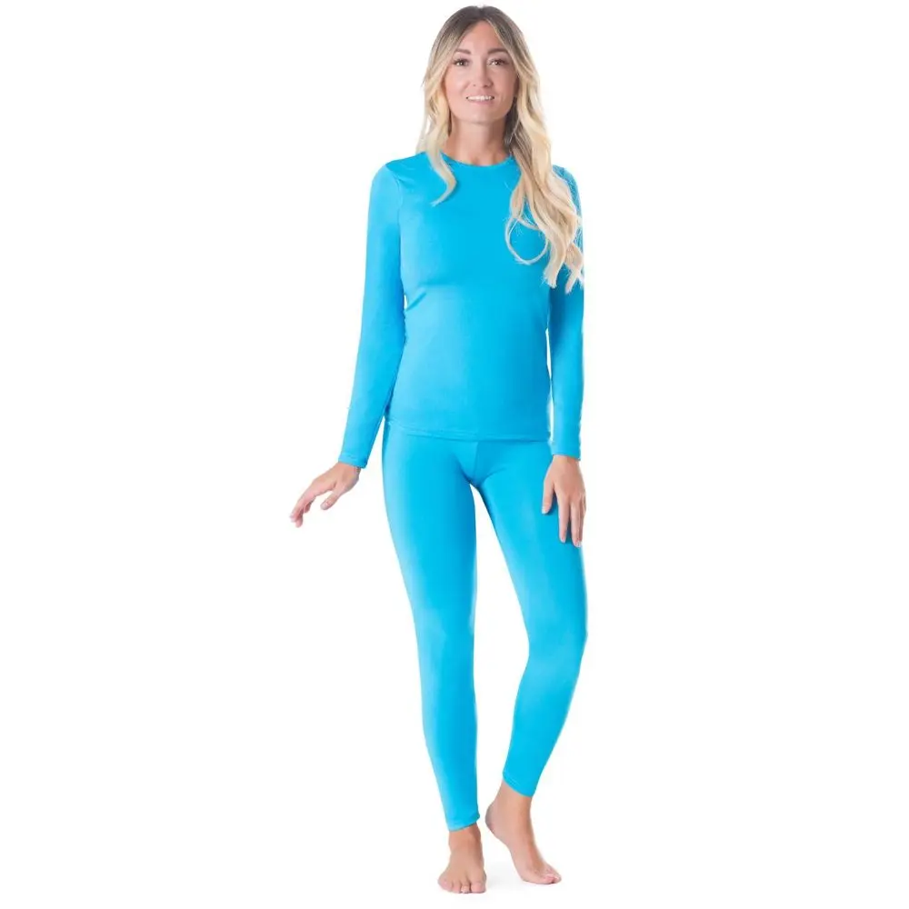 Rocky Thermal Underwear for Women Long Johns Fleece Lined Set Shirt & Pants Base Layer (Teal - Medium)