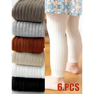 Solid-Color Knitted Tightly Fitted Dancewear Pants, All-Season Wear with Ribbed Details, Leggings, 6-Piece Set