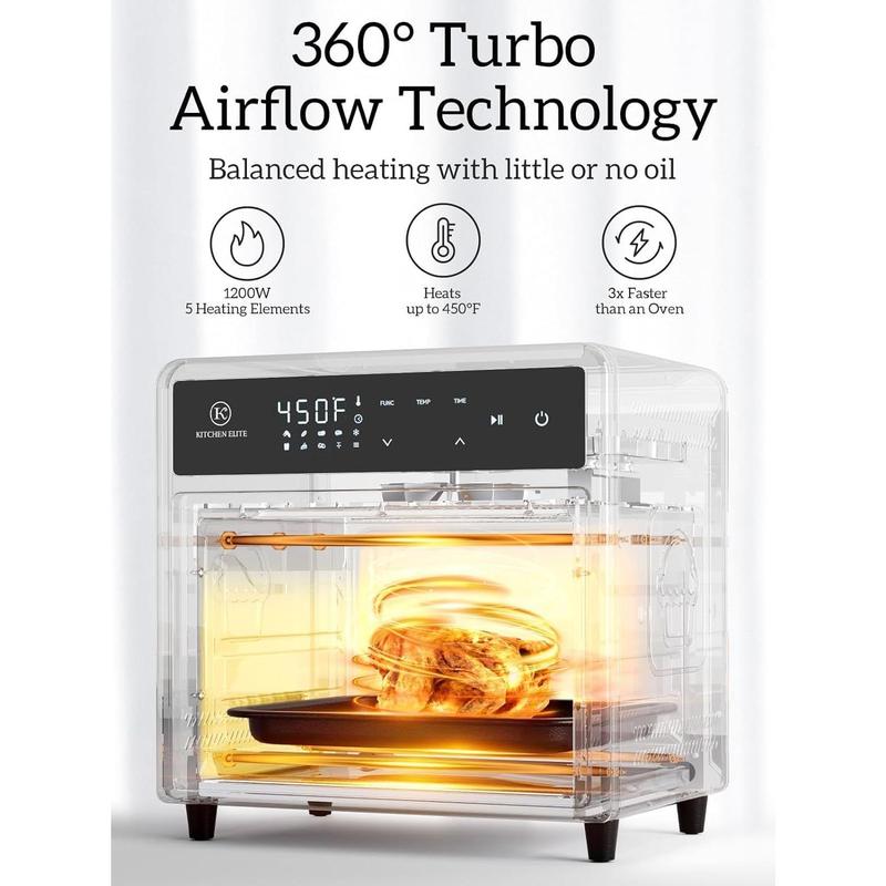 12.6 QT  Fryer Toaster Oven Combo, 10-in-1 Convection Oven with Digital Touch Screen, Stainless Steel for Baking, Roasting &