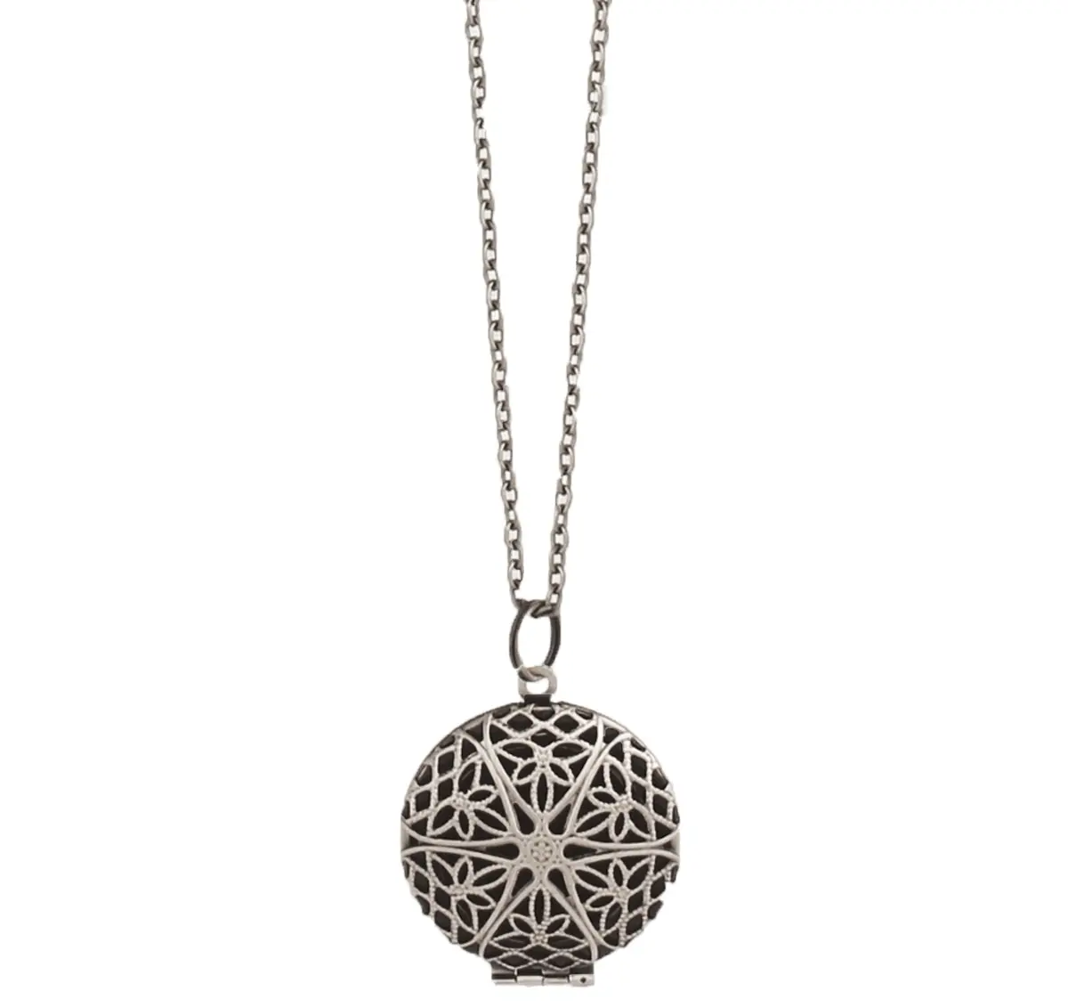 Zad Jewelry Filigree Aromatherapy Diffuser Locket Pendant Necklace, 1.15in Imported Silver Chain, Lobster Clasp, Felt Insert, Gifting-Ready Chain Jewelry Necklaces, Aromatherapy Benefits, Long, Daily, Casual, Unisex, Filigree Necklaces