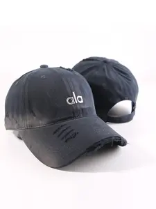 Wide Brim UV Protection Oversized Baseball Cap | Deep Crown Retro Distressed Hat | Big Head High Bun Friendly Adjustable Dad Hat for Men & Women