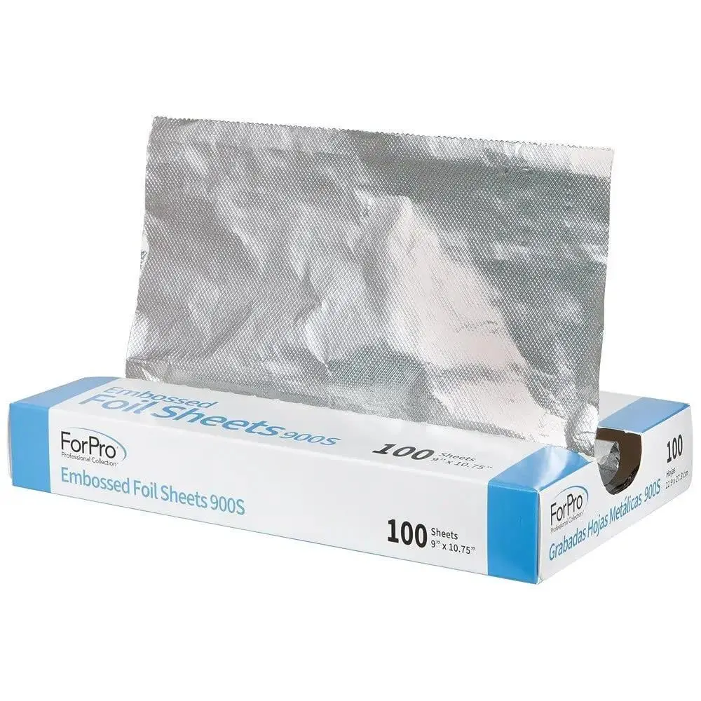 Embossed Foil Sheets 900S, Aluminum Foil, Pop-Up Dispenser, for Hair Color Application and Highlighting Services, Food Safe, 9” W x 10.75” L, 100-Count