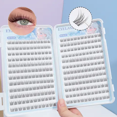 1 box of 288 cluster self-adhesive set -, C curl, 12mm fish tail design, natural cross style, glue free false eyelashes, Best Lash Clusters, Diy Eyelash Extensions, Diy Volume Eyelashes