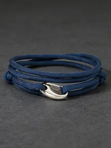 Men's Multi-Layer Braided Rope Bracelet, Stainless Steel Anchor Buckle Design, Adjustable, Ideal Gift for Boyfriend, All Seasons Wear