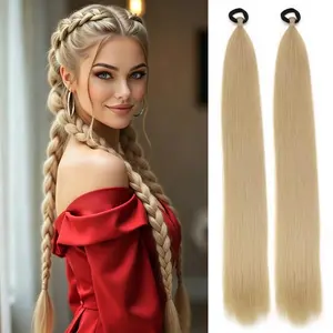 Ponytail Extension 26Inch Honey Blonde Ponytail Extension 2Pack Long Ponytail Extensions Elastic Tie Straight Sleek Wrap Around(Honey Blonde, 26inch) mini tape tapeinsextensions hair topper for thinning