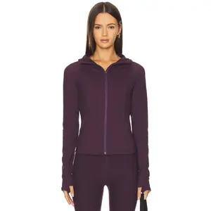 Beyond Yoga Zip Front Hooded Jacket in Eggplant Purple