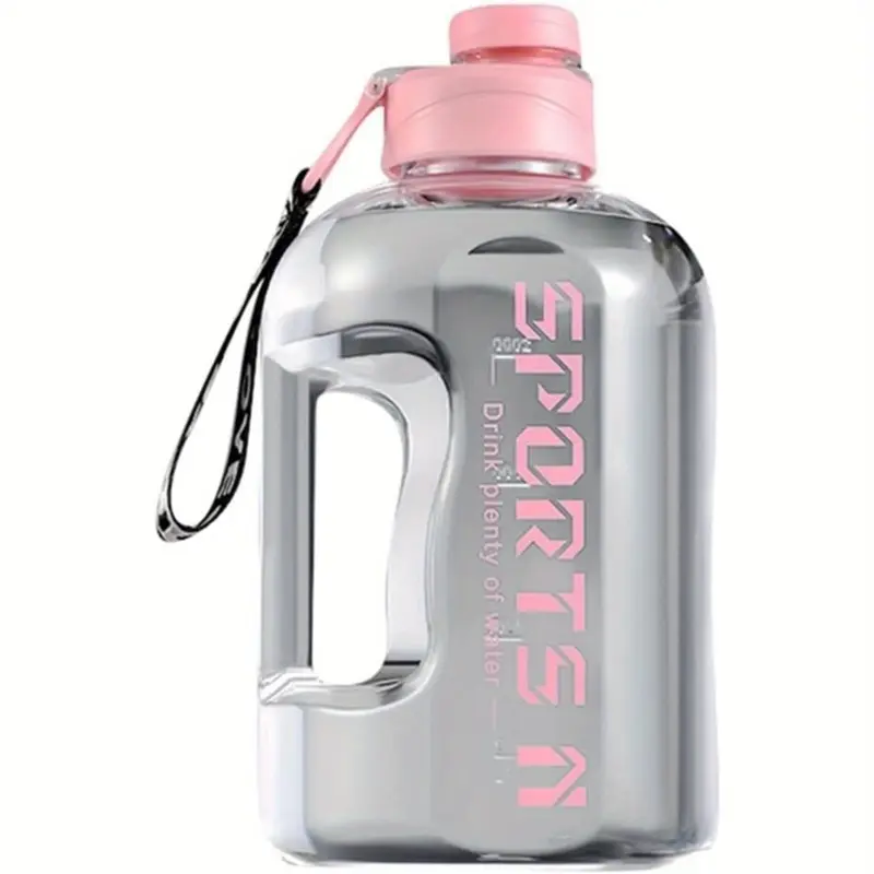 91.3oz Sports Water Bottle for Sports Enthusiasts, Round BPA-Free Plastic Jug, Lightweight and Leak-Proof with Straw and Carry Strap for Camping & Hiking, Outdoor Sports, Round Shape