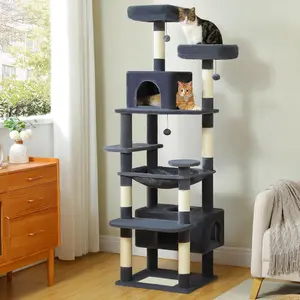 72 In Large Cat Tree, Condo Tower for Indoor Cats with Sisal-Covered Scratching Posts, Spacious Hammock, Padded Perches, Toys